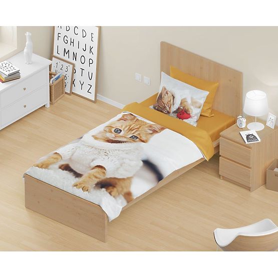 Lenjerie de pat copii 140x200 cm + 70x90 cm Pisicuta