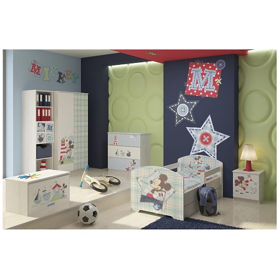 copii pat cu barieră - Mickey Mouse - decor norvegiană pin