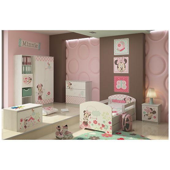 copii pat cu barieră - Minnie Mouse - decor norvegiană pin