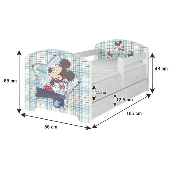 copii pat cu barieră - Minnie Mouse - decor norvegiană pin