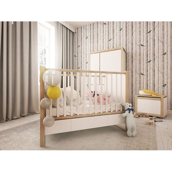 copii pat elegant cremă cu depozitare spațiu