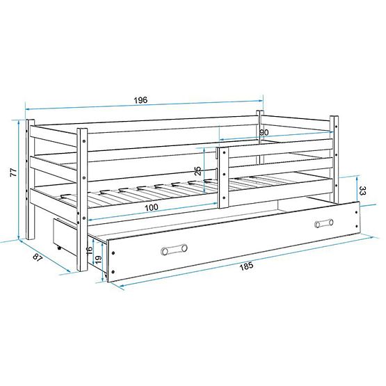 copii pat Erik - gri naturale