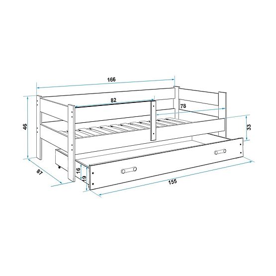 copii pat Hugo 160x80 cm - gri