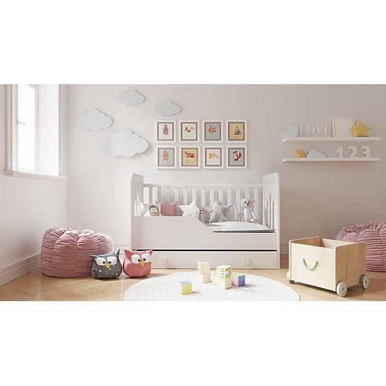 Pătuț pentru copii Zuza 140x70 cm cu latura canapelei