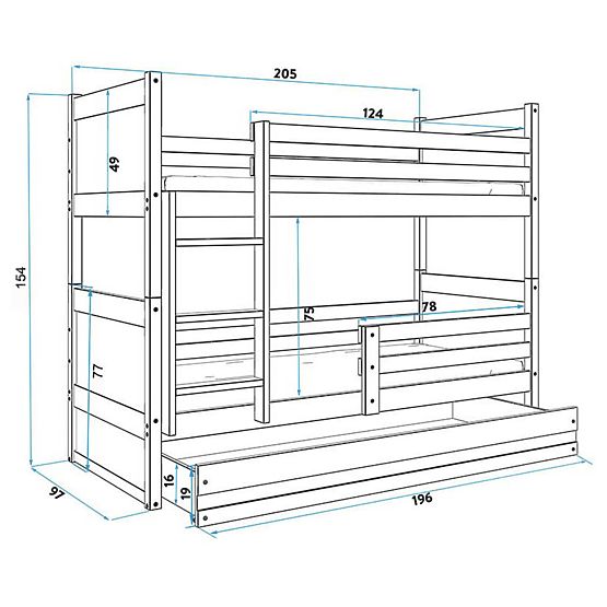 copii poveste pat stâncos - natural alb