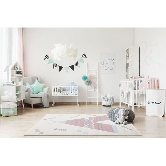 copilăresc covor teepee - roz cremos