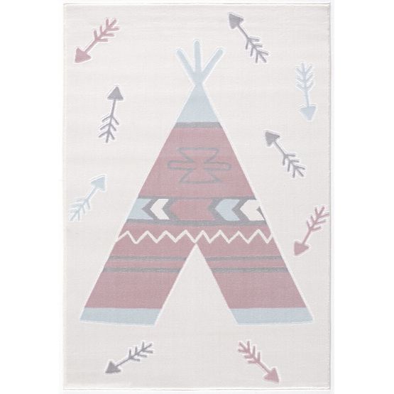 copilăresc covor teepee - roz cremos