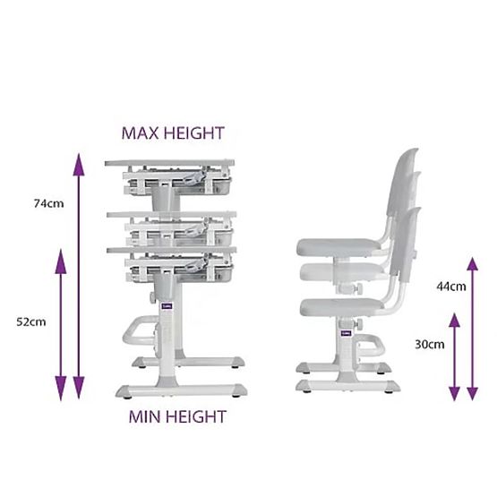 copilăresc scris masă + scaun Cubby de lup - gri