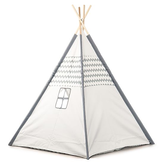 Cort pentru copii Teepee - gri-alb