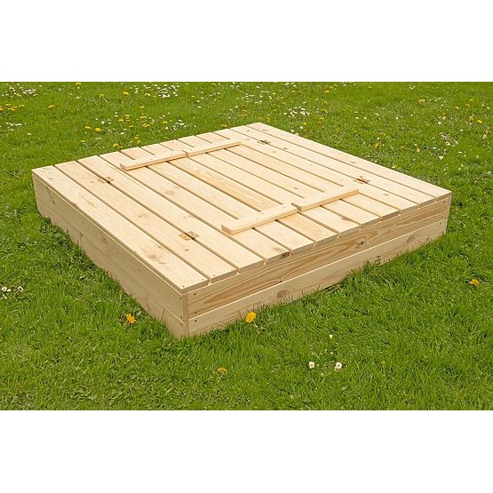 Ladă de nisip pentru copii cu bănci - 120x120 cm