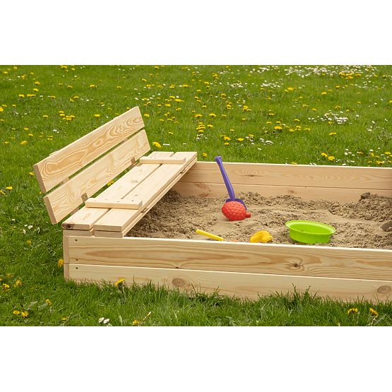 Ladă de nisip pentru copii cu bănci - 120x120 cm