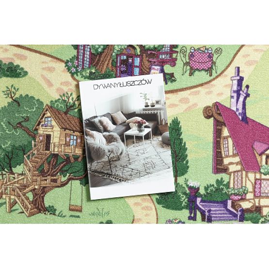 Covor antiderapant pentru copii REBEL ROADS Candy Town 27 - roz / verde