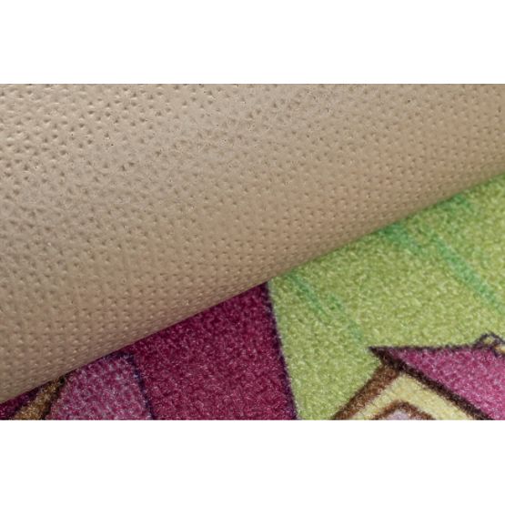Covor antiderapant pentru copii REBEL ROADS Candy Town 27 - roz / verde