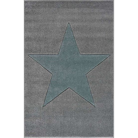 Covor copii STAR – argintiun-gri/verde mentă