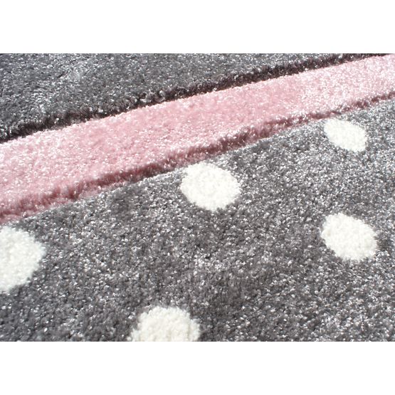 Covor cu buline rosu-gri / roz pentru copii