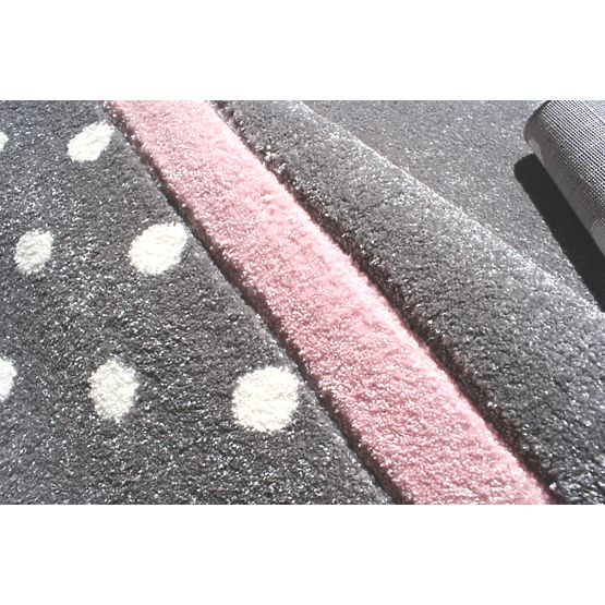 Covor cu buline rosu-gri / roz pentru copii