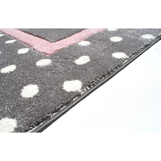 Covor cu buline rosu-gri / roz pentru copii