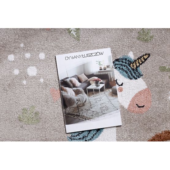 Covor FUN Sweety pentru copii, unicorn, curcubeu bej