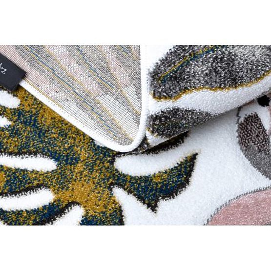 Covor GRĂDINĂ, FLAMINGO, FRUNZE DE MONSTERA, crem