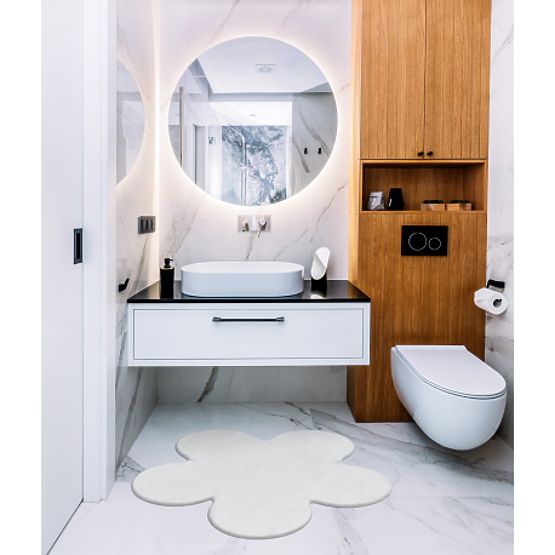 Covor lavabil SHAPE 3106 Floare Shaggy - fildeș plușat, antiderapant