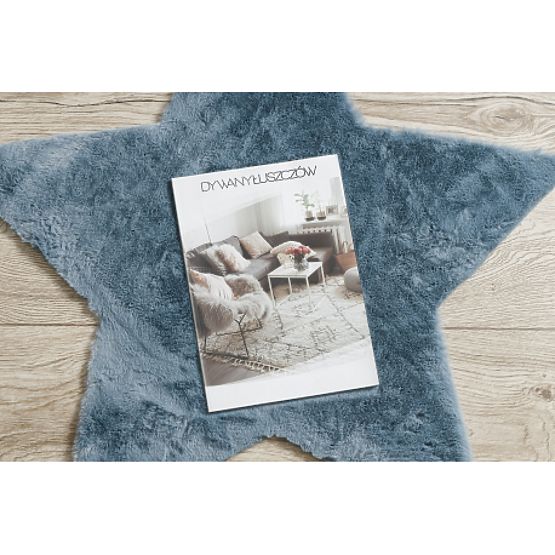 Covor lavabil SHAPE 3148 Stea Shaggy - albastru pluşat, antiderapant