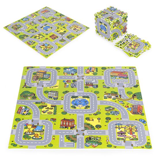 Covor mare din spumă EVA pentru copii Oraș 90,5x90,5 cm 21 bucăți ECOTOYS