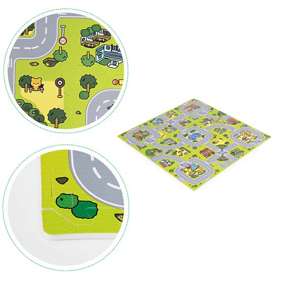 Covor mare din spumă EVA pentru copii Oraș 90,5x90,5 cm 21 bucăți ECOTOYS