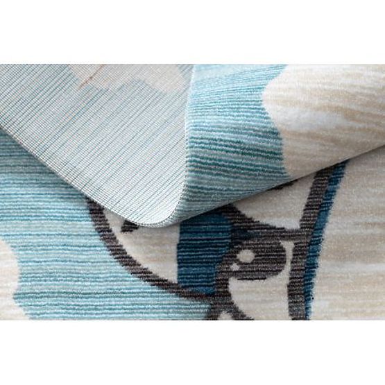 Covor modern pentru copii TOYS 75320 AVION, efect 3D, formă neregulată, albastru, turcoaz, crem