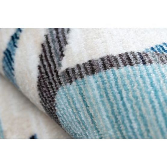 Covor modern pentru copii TOYS 75320 AVION, efect 3D, formă neregulată, albastru, turcoaz, crem