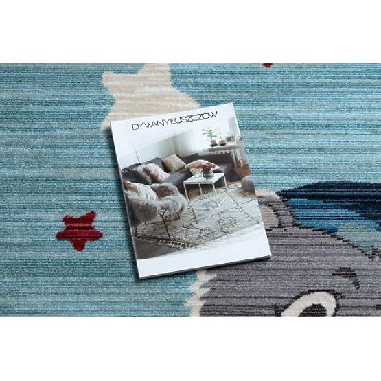 Covor modern pentru copii TOYS 75322 URSULEȚ, formă neregulată, albastru, turcoaz, crem