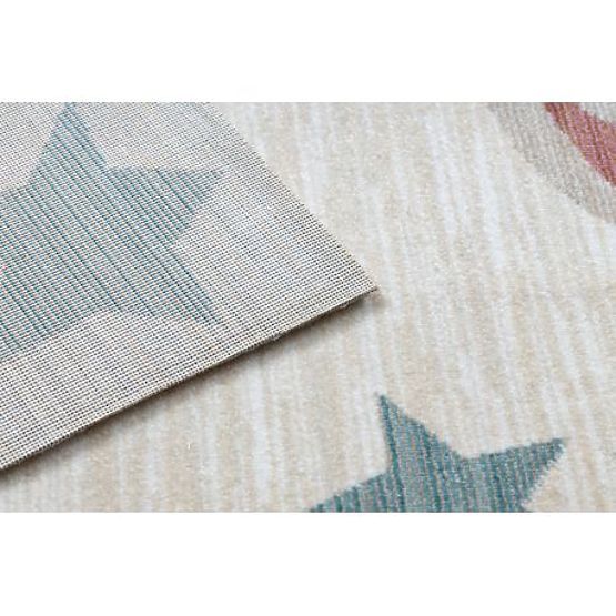 Covor modern pentru copii TOYS 75323 URSULEȚ, formă neregulată, crem, roșu fucsia