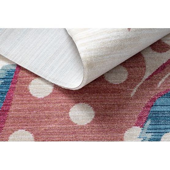 Covor modern pentru copii TOYS 75323 URSULEȚ, formă neregulată, crem, roșu fucsia