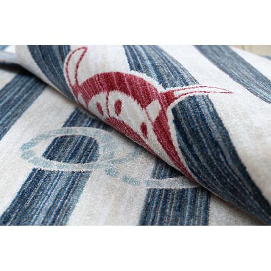 Covor modern pentru copii TOYS 75324 KOTVA, formă neregulată, crem, turcoaz, albastru închis