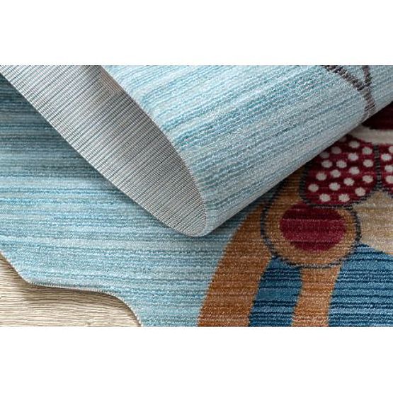 Covor modern pentru copii TOYS 75328 CLOWN, formă neregulată, albastru, turcoaz, roșu fucsia