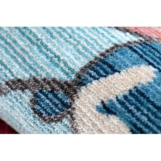 Covor modern pentru copii TOYS 75328 CLOWN, formă neregulată, albastru, turcoaz, roșu fucsia