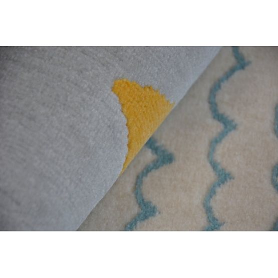 Covor PASTEL 18409/652 - Nor inimă PASĂRE Gri CREM turcoaz