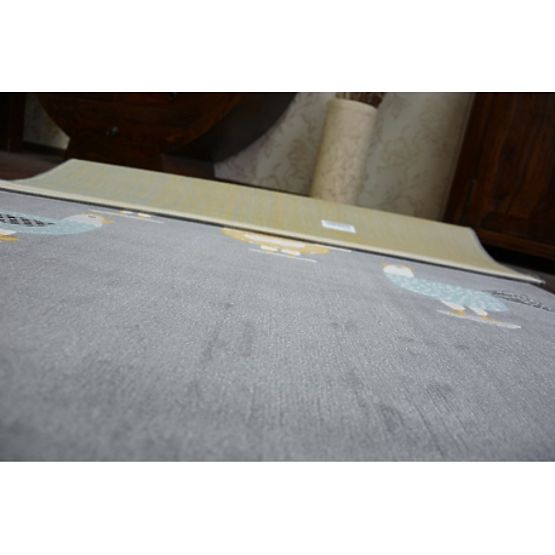 Covor PASTEL 18413/072 - Pui Cocoși Gri Turcoaz