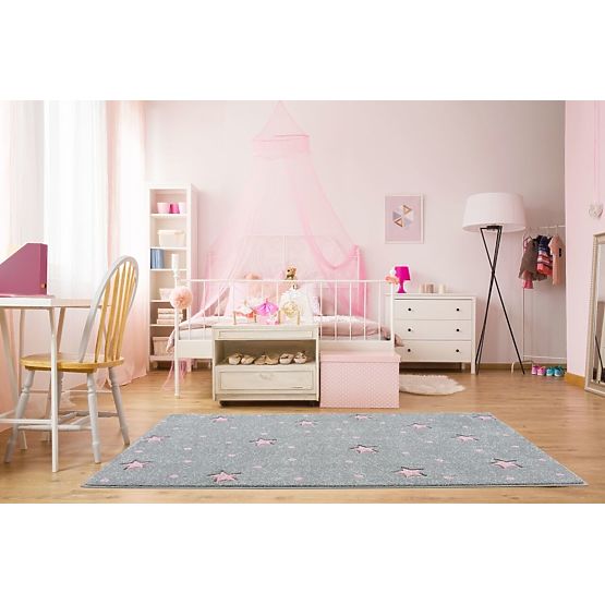 Covor pentru copii HEAVEN – model argintiu-gri/roz