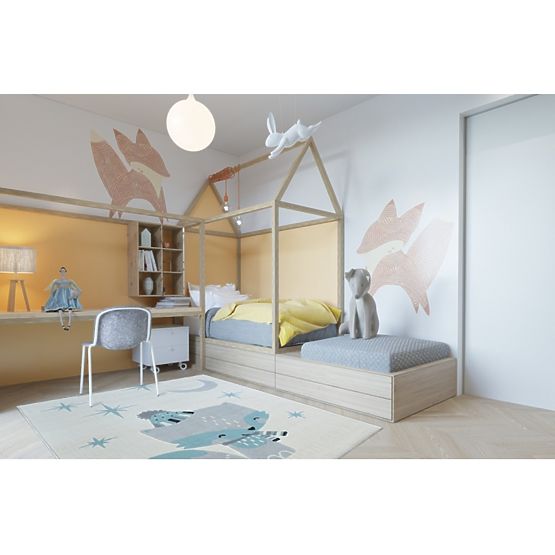 Covor pentru copii – model cu vulpe crem