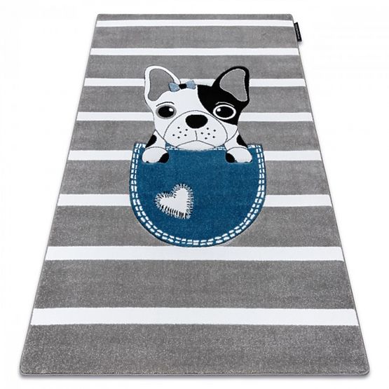 Covor pentru copii PETIT - Bulldog - gri-alb