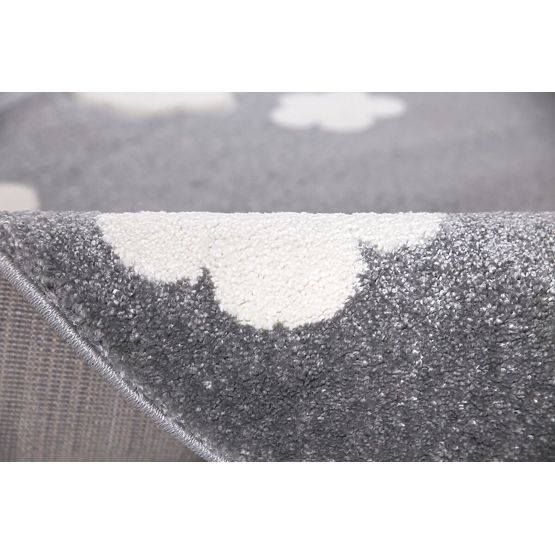 Covor rotund gri-argintiu – model cu nori