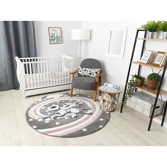 Covor rotund PETIT - Unicorn - gri