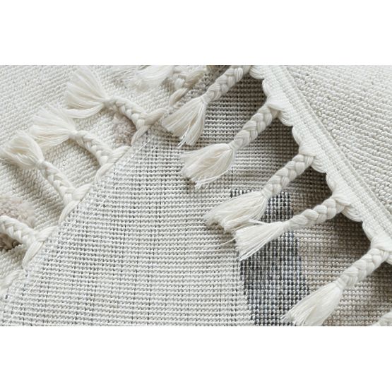 Covor rotund YOYO EY78 alb / bej - Nor, Curcubeu, puncte pentru copii, structural, senzorial cu fran