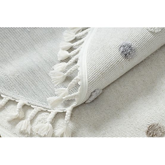 Covor rotund YOYO EY78 alb / bej - Nor, Curcubeu, puncte pentru copii, structural, senzorial cu fran