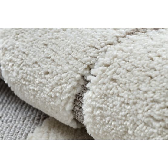 Covor rotund YOYO EY81 gri/alb - Urs, munți pentru copii, structural, senzorial, cu franjuri