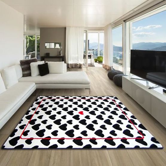 Covor SKETCH - F755 crem/negru - inimă