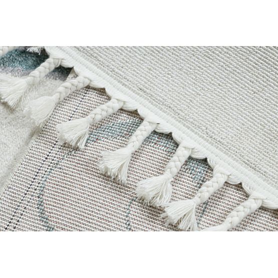 Covor YOYO GD49 alb / gri - Unicorn pentru copii, structural, senzorial cu franjuri