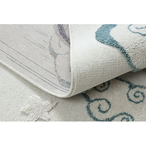 Covor YOYO GD49 alb / gri - Unicorn pentru copii, structural, senzorial cu franjuri