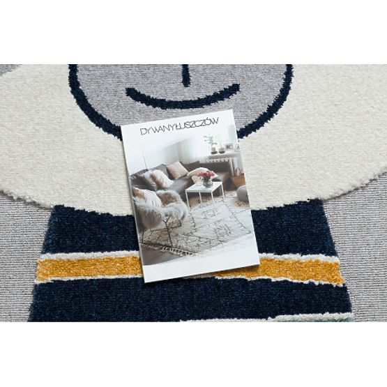 Covor YOYO GD50 gri/alb - Ursuleț pentru copii, structural, senzorial cu ciucuri