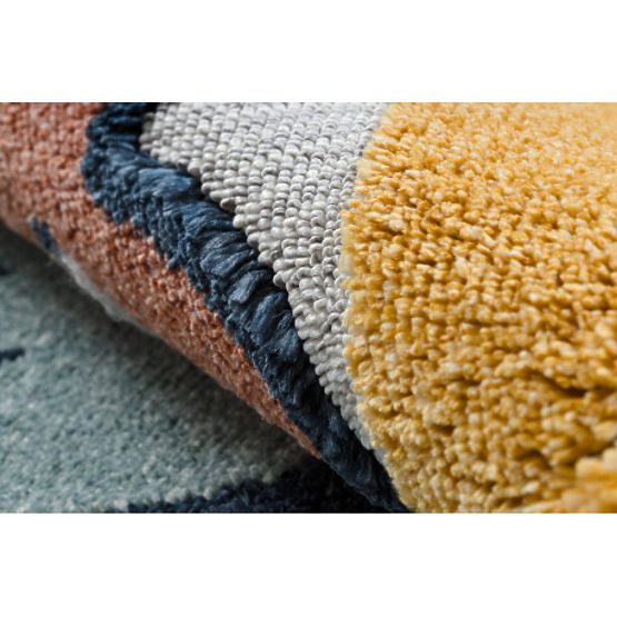 Covor YOYO GD52 gri/galben - stele, nori, patchwork pentru copii, structural, senzorial cu franjuri